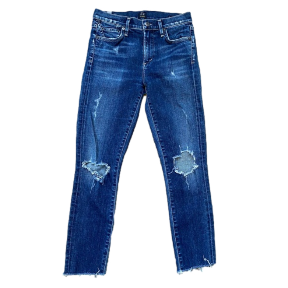 Citizens of Humanity Rocket High Rise Skinny destroyed knees raw hem size 25
